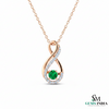 Round Natural Emerald Infinity Diamond Halo Pendant - Infinity pendant for women