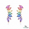Rainbow Marquise Sapphire Curved Bar Stud Earrings - fine jewelry earrings