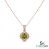Antique Inspired Peridot Floral Pendant with Diamonds - Elegant Statement Jewelry