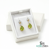 Green Peridot Teardrop Dangle Earrings with Diamond Accents - Fine Jewelry Gift for Her