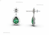 Exquisite Pear Cut Natural Emerald Dangle Earrings with Diamond Halo for Special Occasions