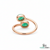 Double Oval Emerald Gold Ring – Modern Bypass Statement Ring