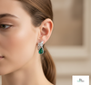 1.80 carat Pear-Shaped Emerald Diamond Cluster Earrings in 14k Gold