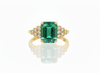 Emerald Cut Natural Emerald & Diamond Statement Ring in 14K Gold Minimalist Fine Jewelry