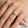 Minimalist Emerald & Diamond Trio Ring in 14K Gold - Gift For Her