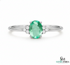 Natural Oval Emerald Engagement Ring with Diamond Accents – 14K Gold