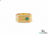 Round Natural Emerald Men's Band In 14k Gold / Men's Engagement Ring For Women And Girls / Men's Wedding Band