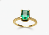 2 carat Emerald cut Engagement Ring Natural Zambian Emerald and Diamonds in 14k Solid Gold Ring