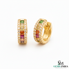 Elegant Rainbow Gemstone Hoops Princess Cut Multicolor Gemstone Earrings