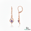 Elegant Heart-Shaped Amethyst Drop Earrings With Diamond