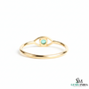 Delicate Natural Emerald Eye Symbol Fine Gold Band Ring - Minimalist emerald ring