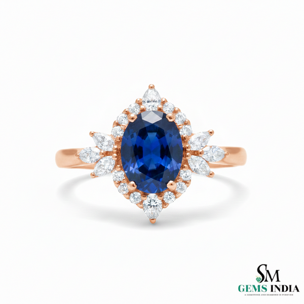 Oval Cut Sapphire Diamond Engagement Ring in 14k and 18k Gold -sapphire engagement ring