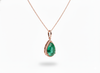 5.90 carat Teardrop natural Emerald Pendant with Diamond Halo Fine Gold Jewelry