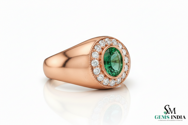 Raw Emerald Men's Ring In 18k Gold Engagement Ring Men's Statement Ring