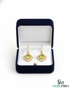 Cushion Cut Natural Peridot Diamond Dangle Earrings - Bridal gemstone earrings