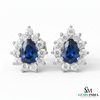 Royal Pear Blue Sapphire & Diamond Stud Earrings - Bridal Sapphire Earrings