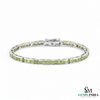 Luxury Green Peridot Square Cut Gemstone Link Bracelet for Women