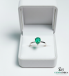 Pear Cut Green Emerald Solitaire Ring – Minimalist Teardrop Gemstone Ring