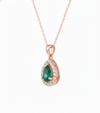 9.30 carat Vintage Inspired Pear Cut Natural Emerald Pendant Gold Diamond Accent Design