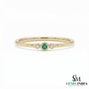 Minimalist Emerald & Diamond Trio Ring in 14K Gold - Gift For Her