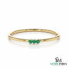 Elegant Three Emerald Ring - Dainty Minimal Silver Stacking Ring