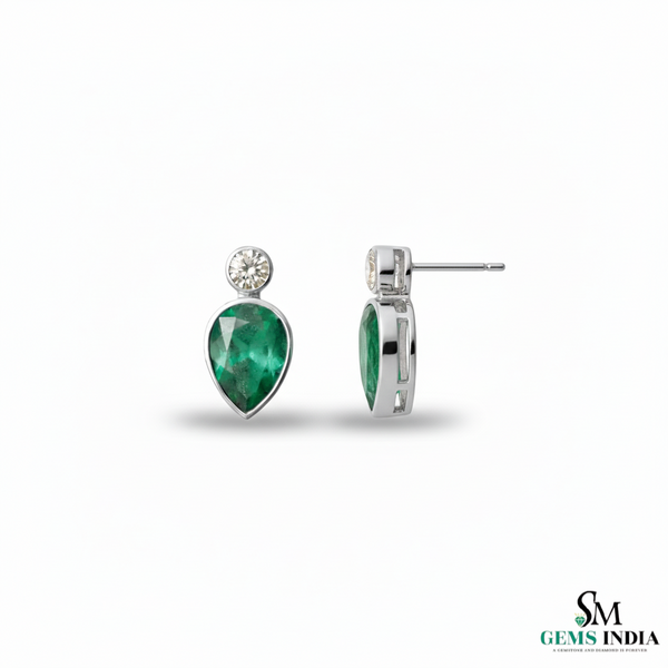 Teardrop Emerald Diamond Stud Drop Earrings – Fine Emerald Jewelry