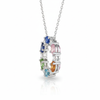 Rainbow Gemstone Circle Pendant Necklace in 18k gold Multicolor Pear Cut Stones Jewelry