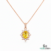 Elegant Oval Citrine & Diamond Halo Pendant - Minimalist Jewelry For her