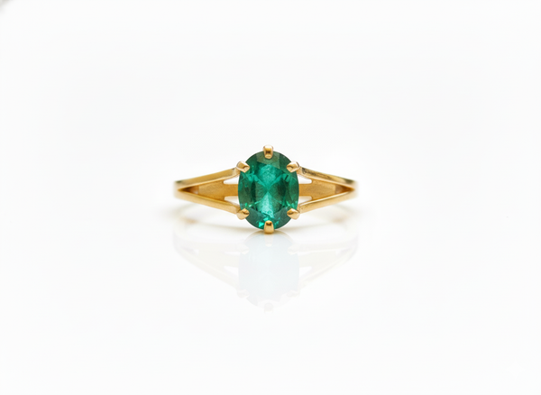 Cushion Cut Natural Emerald 2 carat Engagement Ring in 14K Gold Minimalist Fine Jewelry