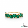 Heart Emerald Wedding Band Ring - Romantic Gemstone Band