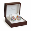 Pear shaped Rainbow Multi-Sapphire Drop Earrings with Pink Tourmaline