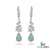 Pear Opal Drop Earrings with Diamond Spiral Design