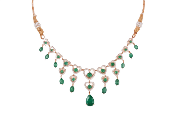 Romantic Natural Emerald Heart Necklace Green Gemstone with Diamond Frame Symbol of Love and Elegance