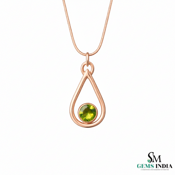 Minimal Teardrop Peridot Gemstone Pendant – Green Gemstone Pendant