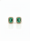 4.40 carat Timeless Green Gem Elegance Emerald Cut Green Emerald Halo Stud Earrings