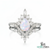 Vintage Teardrop Opal Oval Engagement Ring Double Band Statement Ring