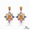 Oval shape Starburst Multicolor Gemstone Star Earrings – Vibrant Statement Dangle Design