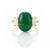 6.70 Carat Oval Shape Cabochon Natural Green Emerald And baguettes Diamond Engagement Ring 14k Solid Gold Ring