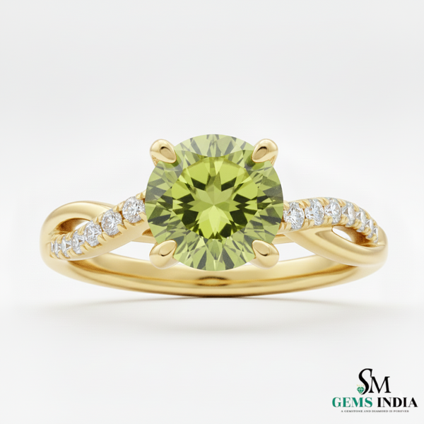 August Birthstone Natural Peridot Infinty Diamond Ring i
