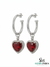 Heart Shaped Ruby Dangle Hoop Earrings with Diamond Halo - Romantic Jewelry For Her