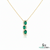 Three-Stone Oval Natural Emerald Halo Diamond Swirl Pendant in 18k Gold emerald gift for her