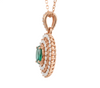 1 carat Vintage Style Oval Emerald Pendant with Diamond Halo in 14K Gold