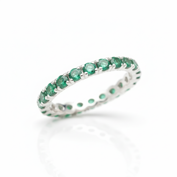 1.50 carat Round Cut Natural Emerald Gold Eternity Ring in 14K Gold Classic Fine Jewelry Gift