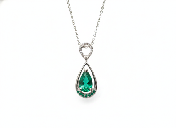 3.13 carat Genuine Emerald And Diamond Pendant for Woman's 14k Gold