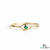 Delicate Natural Emerald Eye Symbol Fine Gold Band Ring - Minimalist emerald ring