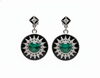 1.10 carat Black Enamel Natural Emerald Earrings 14k Gold Diamond May Birthstone