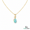 Teardrop Blue Opal Pendant with Diamond Twist – Fine Gold Jewelry