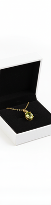 Natural Green Peridot Oval Pendant with Diamond Accent