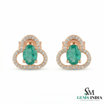 Elegant Oval Emerald and Diamond Clover Stud Earrings – Fine Gold Jewelry