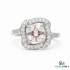Elegant Cushion Morganite Ring with Diamond Halo - Morganite bridal ring